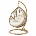 Hängesessel 105 x 105 x 195 cm - Geflecht und Metall in Beige Creme mit Gestell