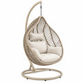 Hängesessel 105 x 105 x 195 cm beige Geflecht mit Metallgestell für Innenbereiche