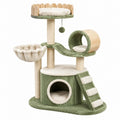 Kratzbaum 60 x 50 x 133 cm aus Holz Sisal und Plüsch in Grün Beige - Kletter- und Ruheplatz
