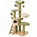 Kratzbaum 60 x 50 x 150 cm aus Holz und Sisal Grün Beige mit Liegeflächen