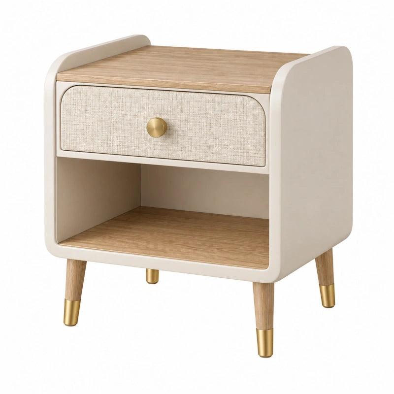 Nachttisch 45x40x55 cm aus Holzwerkstoff Beige Natur mit Schublade im skandinavischen Stil