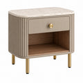 Nachttisch 50 x 40 x 55 cm Beige Braun Gold mit Steinplatte Schublade und offenem Fach