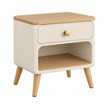 Nachttisch 50 x 40 x 55 cm Holzwerkstoff Beige Holzoptik mit Schublade im Retro-Stil