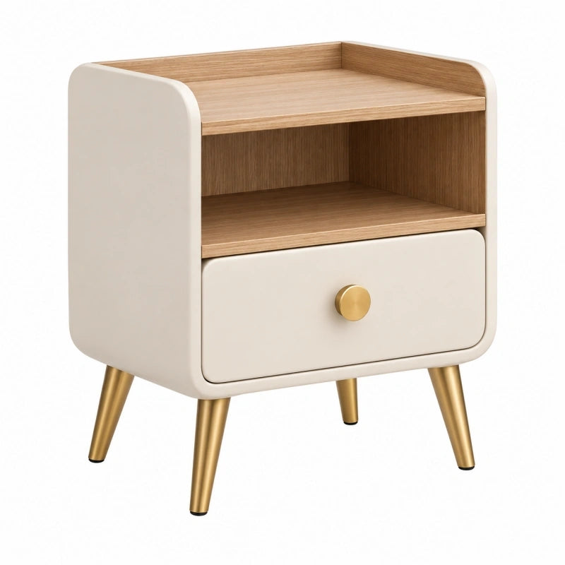Nachttisch 45 x 40 x 60 cm Holz Weiß Eichefarben mit Schublade Skandinavisch