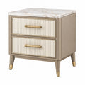 Nachttisch 50 x 40 x 60 cm Holzwerkstoff Beige mit Marmoroptik und 2 Schubladen
