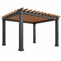 Pergola 300 x 300 x 230 cm aus Metall und Holz in Schwarz/Braun - Offenes Latten­dach für den Garten