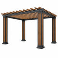 Pergola 300 x 300 x 240 cm aus Metall und Holz Braun Schwarz für den Garten