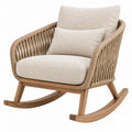 Schaukelstuhl 76 x 92 x 91 cm Holz Naturbeige mit Seilgeflecht und Polstersitz
